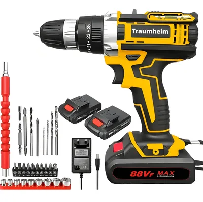 Produktbild von 21V Akkuschrauber Set Akku Bohrschrauber,mit 2 Akkus 2000mAh,3 in1 Schlagbohrmaschinen,25 Drehmomentstufen LED Licht ,mit Werkzeugkasten ,für Haus/DIY