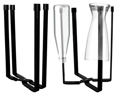 Produktbild von Abtropfgestell für Flaschen, stabiler und klappbarer Flaschenständer aus Metall, praktischer Flaschentrockner (Schwarz)