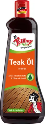 Produktbild von Poliboy Teak Öl dunkel für Harthölzer - intensive Farbauffrischung - reinigt, pflegt und schützt - 500ml