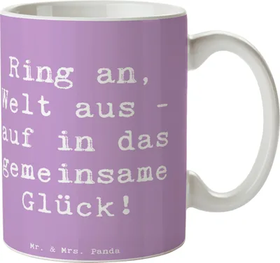Produktbild von Mr. & Mrs. Panda Kaffeebecher Spruch Verlobung Glück - Lavendeltraum - Geschenk, Pott, Verlobungszeit, Kaffeetasse, Tasse, Liebe, Heiraten, Becher, Heirat, Trinkbecher