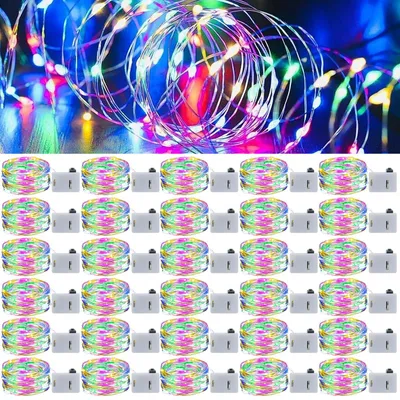 LED-Lichterkette 30 Stk. Kupferdraht 2 m 20 LEDs bunt 3 Modi
