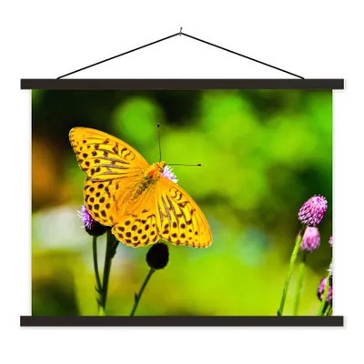 Produktbild von MuchoWow® Textilposter Schmetterling - Tiger - Blume 40x30 cm mit schwarzem Rahmen - Dekorationen