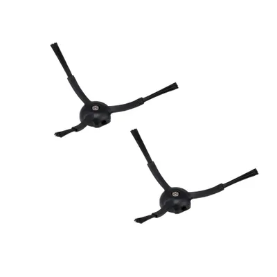 Two black side brushes for a robot vacuum cleaner are shown against a white background.