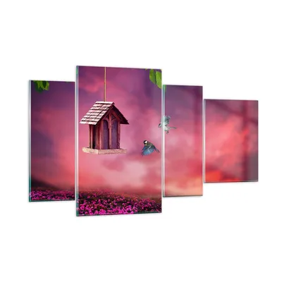 Produktbild von Bilder auf glas - Vögel Wiese Garten Dekoration - 120x70cm - Glasbilder - Wandbilder - Kunstdruck - zum Aufhängen bereit - Wanddekoration aus Glas - Glas Bilder - Wandbild auf Glas - GDL120x70-3115