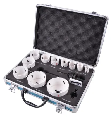 Zdjęcie produktu dla Makita D-47298, Zestaw, Metal, Drewno, 19,22,25,29,35,38,44,51,57,68,75 mm, 14 szt., 11 szt.