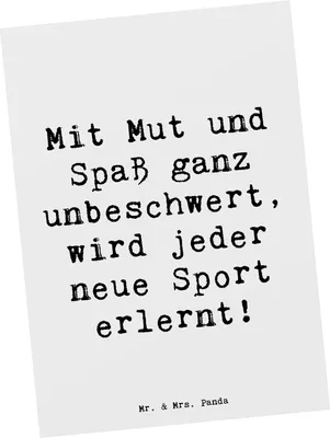 Produktbild von Mr. & Mrs. Panda Postkarte Spruch Neue Sportart versuchen - Weiß - Geschenk, Postkarten, Lebensfreude, Ansichtskarten, Grußkarte, Mutmacher, Ansichtskarte, Zuversicht