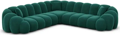 Produktbild von Samtstoff Ecksofa Liora Smaragdgrün