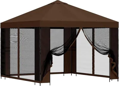 Immagine prodotto di Gazebo da giardino 3x3 metri con 4 pareti laterali, gazebo robusto per giardino e terrazza, tenda da giardino con struttura in acciaio resistente e tetto ventilato, colore marrone
