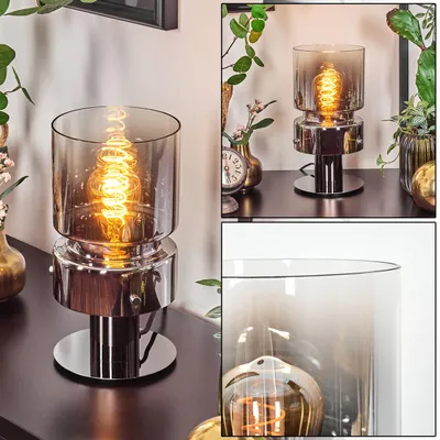 Produktbild von Brunate Tischlampe aus Metall/Glas in Schwarz/Chrom/Rauchfarben/Klar
