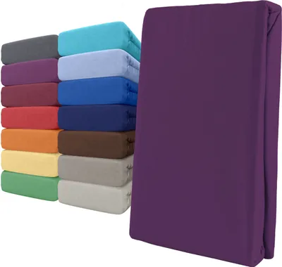 Produktbild von Spannbettlaken Jersey 120-130x200 Lila 100% Baumwolle Rundumgummi