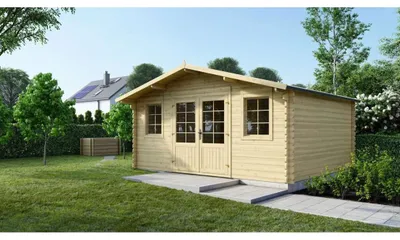 Image de Abri de jardin en bois - 19.2m2 - 4.8x4m - Ep. 40mm - Couleur: naturel - DOM370 - ALTANKA