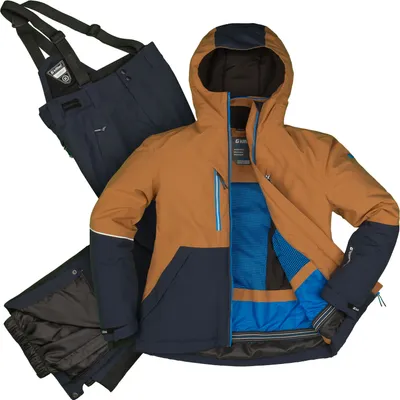 Produktbild von killtec - Skianzug Jungen braun dunkelblau 2 teiliges Set Skihose und Skijacke 140 - 140 | braun/blau