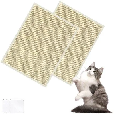 Image de Tapis à griffer pour chat, lot de 2, sisal, autocollant, 30 x 40 cm