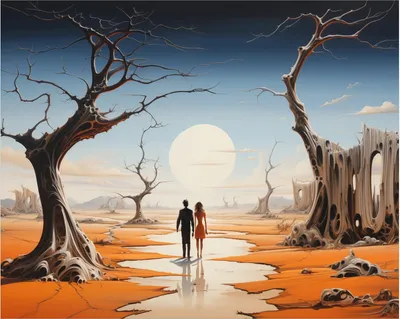 Produktbild von Wallario Poster - Wüstenwanderer, Kunstdruck Größe: 40 x 50 cm