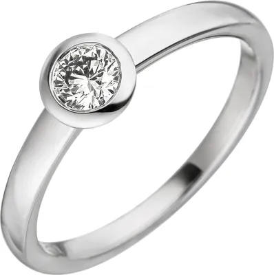 Produktbild von Ring Solitär Damenring mit Diamant Brillant 585 Gold Weißgold Weißgoldring Innenumfang 54mm  Ø17.2mm