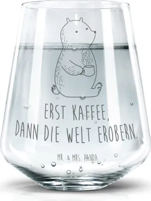 Produktbild von Mr. & Mrs. Panda Glas Bär Kaffee - Transparent - Geschenk, Coffee, Teddy, Dekoglas, Trinkglas, Becherglas, Motivation, Wasserglas, Guten Morgen, Wasserbecher, Bären