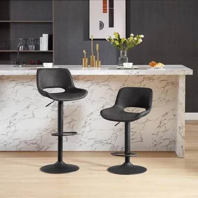 Produktbild von WOLTU 1×Barhocker höhenverstellbar, Kunstleder, Drehhocker aus Metall, Anthrazit