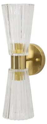 Obrázok produktu pre Nástenná lampa Praga zo zlatého kovu a číreho skla