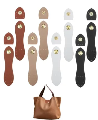 Taschenverschluss-Set 8 Stück, PU-Leder, 4 Farben, für Häkeltaschen