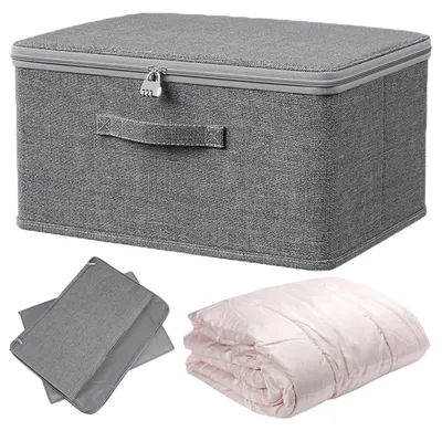 Image de Boîtes de rangement, boîte verrouillable 40 × 30 × 21 cm, boîtes de rangement pliables avec couvercle, boîte de rangement en tissu avec couvercle, idéale pour ranger les jouets et les vêtements.