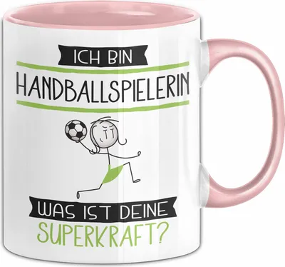 Produktbild von Handballspielerin Geschenk Tasse Ich Bin Handballspielerin Was Ist Deine Superkraft Geschenkidee Lustig Geburtstag Weihnachten (Rosa)