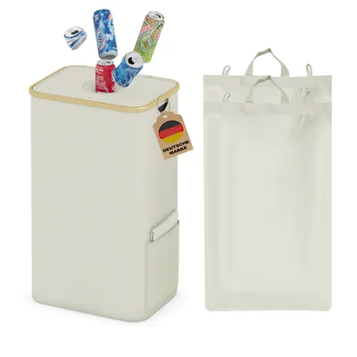 Immagine prodotto di Adeldream 100L Contenitore per bottiglie di deposito, stoccaggio di bottiglie di deposito di grandi dimensioni, svuotamento di contenitori e stoccaggio di rifiuti in vetro con maniglie Softgrip Beige