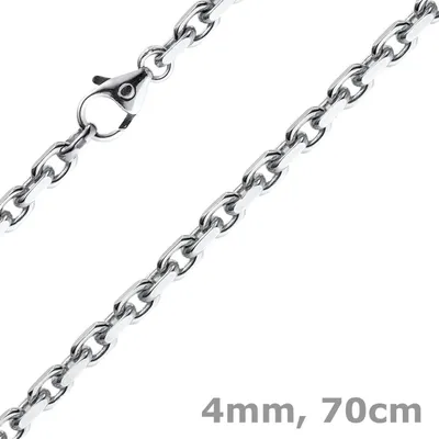 Produktbild von 4mm Kette Collier Ankerkette Halskette aus 750 Gold Weißgold massiv 70cm