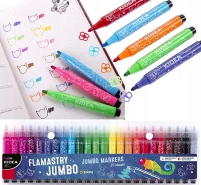 Productafbeelding van Kidea viltstiften, dikke jumbo uitvoering, 24 kleuren, kleurpotloden voor school en thuis