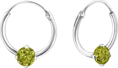 Produktbild von 925 Sterling Silber Creolen Ohrringe mit Zirkonia in verschiedenen Farben Farbe - Grün