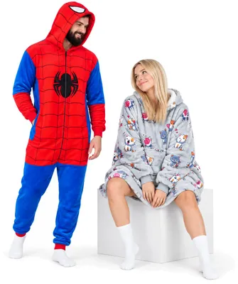 Obrázek produktu pro Onesie Kigurumi Pyžamo Spiderman Převlek Kostým L: 165 - 175cm + Mikina deka s kapucí