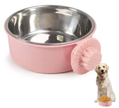 Productafbeelding van Roestvrijstalen voerbak voor huisdierkooien - Afneembare voerbakjes voor honden en katten