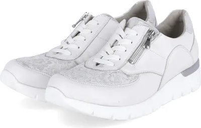 Produktbild von Waldläufer 626k02-315/150 Damen Low Sneaker RAMONA Weiß/Silber Leder-Textil-Mix Größe: 51/2