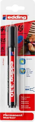 Produktbild von edding 330 Permanentmarker - schwarz - 1 Stift - Keil-Spitze 1-5 mm - wasserfest, schnell-trocknend - wischfest - für Karton, Kunststoff, Glas, Holz, Metall, Glas