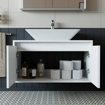Produktbild von Roomart ATLANTIC-85 Badmöbel Unterschrank 85 cm breit, Weiß