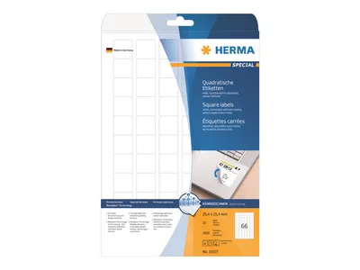 Obrázek produktu pro HERMA Special - papír - matný - samolepicí, odnímatelné lepidlo - bílý - 25,4 x 25,4 mm 1650 štítků (25 listů x 66)