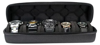 Productafbeelding van Akura opbergdoos voor 5 horloges, met schuimkussentjes - zwart