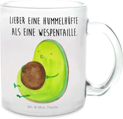 Produktbild von Mr. & Mrs. Panda Teetasse Avocado Pfeifen - Transparent - Geschenk, glastasse, Trinkglas, Ernährung, Glas, Haferl, Schwanger, Abnehmen, Tee Tasse