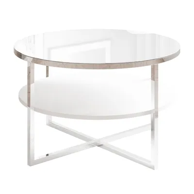 Produktbild von Couchtisch CIRI-X GLASS mit Ablage, Chrom / Weißes Glass