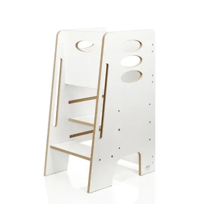 Produktbild von Kids Helper Lernturm Weiß Montessori Küchenhelfer Tritthocker Kinder Kindermöbel MDF