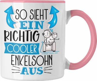 Produktbild von Trendation - Enkelsohn Tasse Geschenk So Sieht Ein RIchtig Cooler Enkelsohn Aus Geschenkidee Lustiger Spruch Geburtstag Becher Kaffeetasse (Rosa)