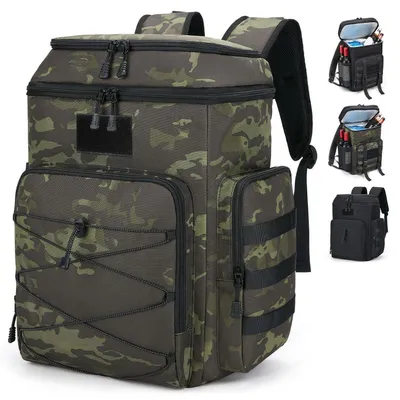Produktbild von Kühlrucksack Picknicktasche erweiterbar wasserdicht isoliert 30L schwarz Camo