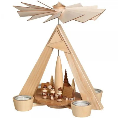 Produktbild von Teelichtpyramide Kurrende mit Dorf BxHxT 24,5x29x24,5cm NEU