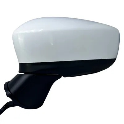 Immagine prodotto di BILMAX Specchietto retrovisore esterno sinistro di ricambio per Mazda 3 2014-2016: regolabile elettricamente, riscaldato, ripiegabile manualmente, con indicatore di direzione, primerizzato bianco, 7 cavi
