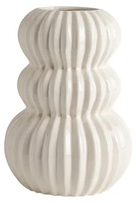 Obrázek produktu pro Keramická váza HOMLA AVENA, béžová, s proužky, rozměry 18,2 x 25,5 cm
