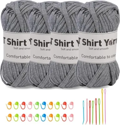 Image de lot de 4 fils à t-shirt Doxiru 100g Fil de coton au crochet bleu