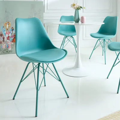 Produktbild von riess-ambiente Retro Stuhl SCANDINAVIA MEISTERSTÜCK türkis Esszimmerstuhl Küchenstuhl Essstuhl