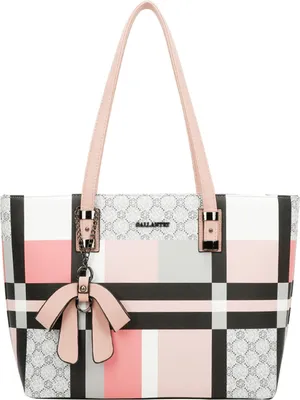 Image de Gallantry, sac pour femme avec motif à carreaux et pendentif en forme de nœud décoratif, rose