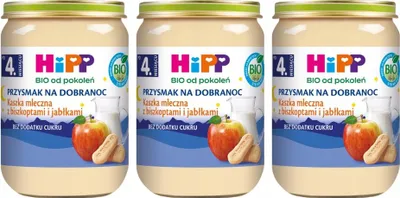 Obrázok produktu pre HiPP Organic Good Night detská kaša s sušienkami a jablkami, od 4 mesiacov, 190 g