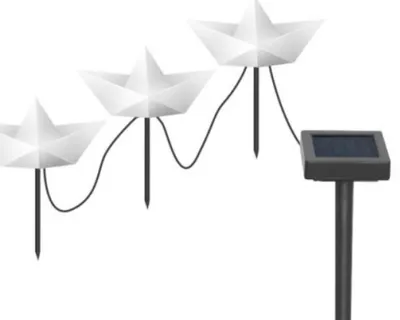Produktbild von HI Gartenstecker 3 Papierboote Höhe 29cm LED warmweiß 2 Funktionen 285cm