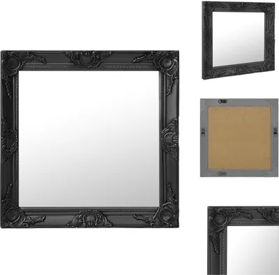 Zdjęcie produktu dla vidaXL Lustro ścienne w stylu barokowym 60x60 cm czarne - Lustro